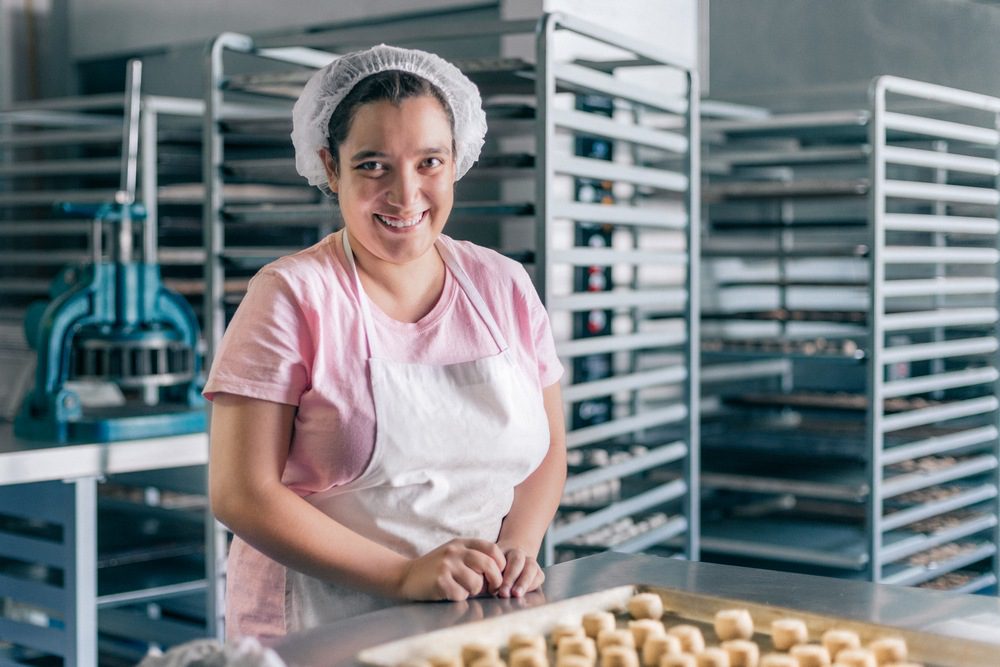 Volunteer with intellectual disability working at Bakery Workshop
